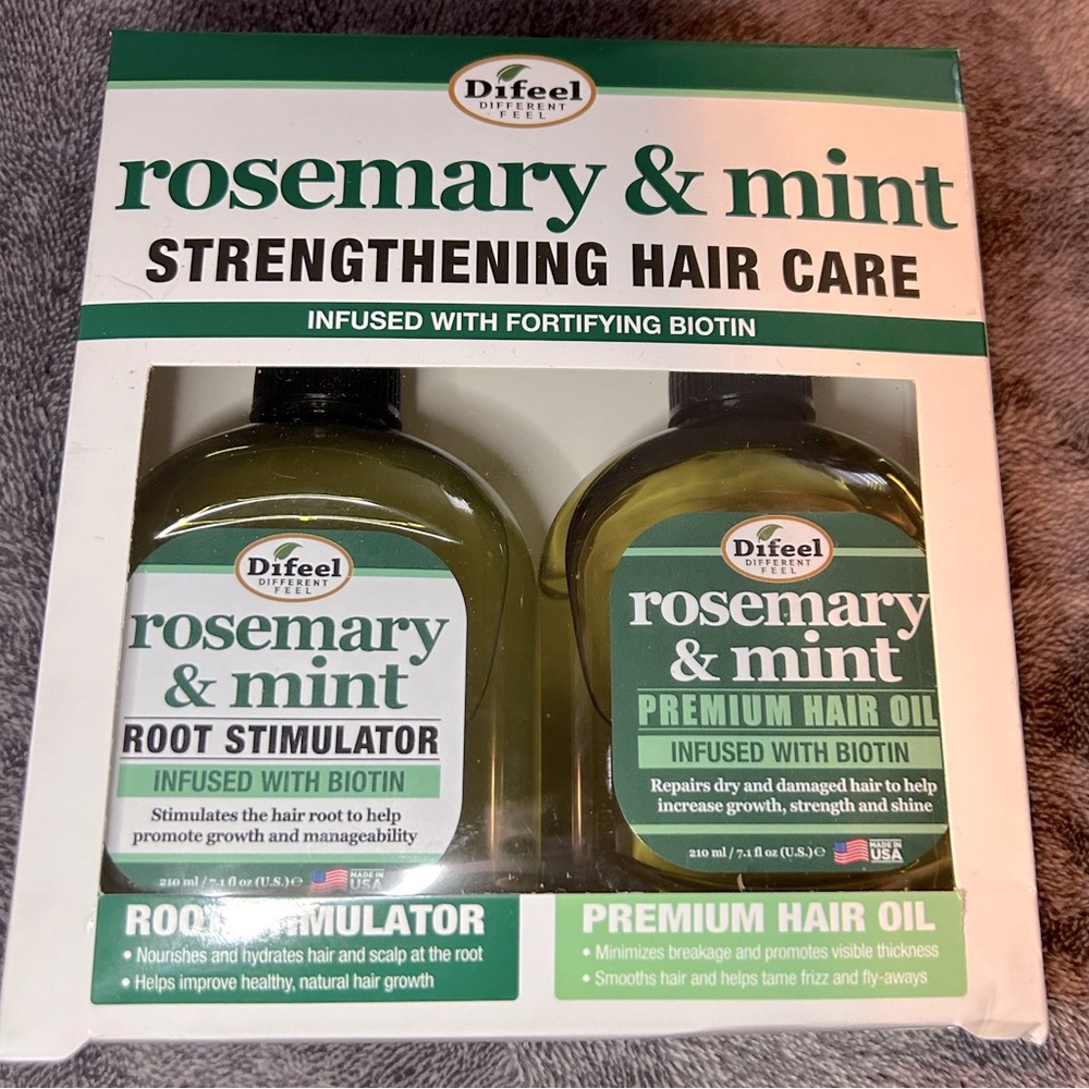 Difeel Rosemary & Mint Premium + Root Stimulator Hair Oils + Biotin 2pc Set New